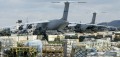 Cargo supplies are piled on the tarmac at the Ramstein U.S. air base in central Germany